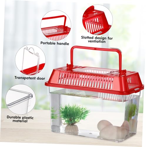 Toddmomy 5pcs Portable Small Plastic Fish Tank Handheld Aquarium Box for Reptile Habitat and Goldfish Feeding Transparent Mixed Color Turtle and Hamster Carrier