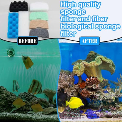 Threlaco 52 Pcs Replacement Filter Media Kit Compatible with Fluval 206/207 Aquarium Filters Include Biological Foams Ammonia Remover Phosphate Pads Nitrite Remover, Towel and Grease - style: 206/207