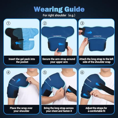 Comfytemp Shoulder Ice Pack Wrap Shoulder Brace Compression Sleeve for Shoulders Pain Relief, 2 Gel Ice Packs for Injuries Reusable, Cold Therapy for Rotator Cuff Recovery, Fathers Day Dad Gifts Men - style: 2 Gel Packs + 1 Brace