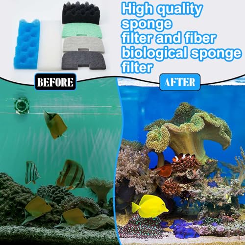 Threlaco 32 Pcs Aquarium Replacement Maintenance Kit Compatible with Fluval 206/207 Filter Media Including Biological Sponge, Ammonia/Phosphate/Nitrite Remover Pad, Aquarium Towel, Grease - style: 206/207