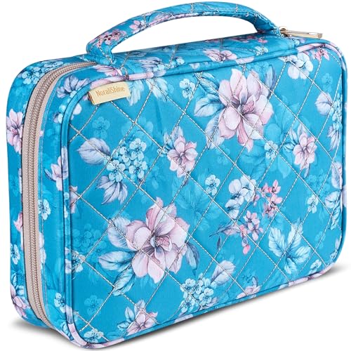 Quilted Bible Case for 6.5 X 9.5 inch Books, Bible Carrying Case for Women, Teal Bible Cover - color: Teal