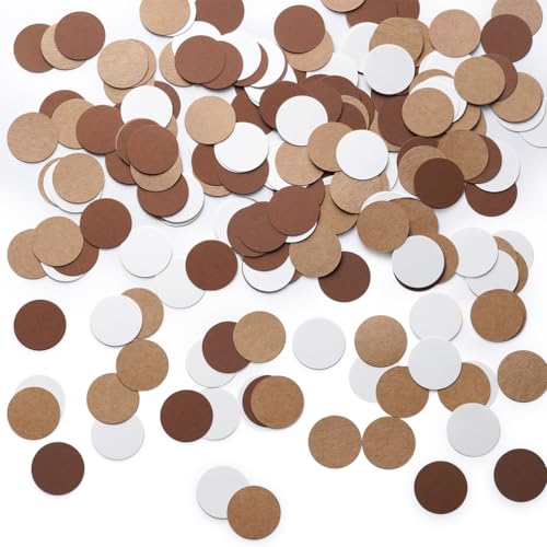 Brown Kraft Tan and Ivory Cream Paper Confetti Table Decoration for Neutral Baby Shower Birthday Retirement Party,1.2 inch in Diameter,200 Counts - color: Brown,kraft Tan, Ivory