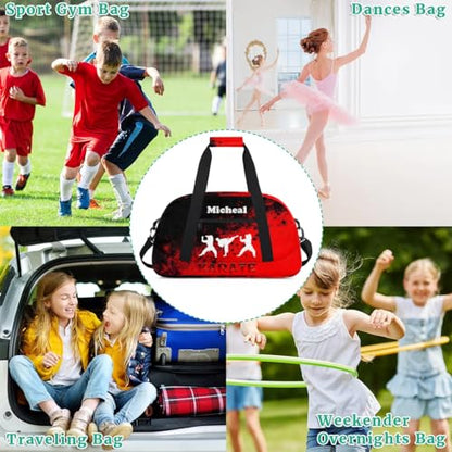 Personalized Martial Art Bag Duffel Bag for Girls, Custom Taekwondo Karate Bag Overnight Bags for Travel Weekender Practice Fighters - color: Option 4