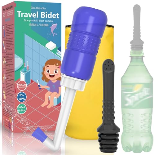 2PCS-Pack 300ml Travel Bidets Bottle Blue+ Black Backpacking Bidet Camping Bidets,Portable Bidet , 10.6oz Peri Bottle - Postpartum and Perineal Care - size: Blue Bottle+ Black Pocket Bidet