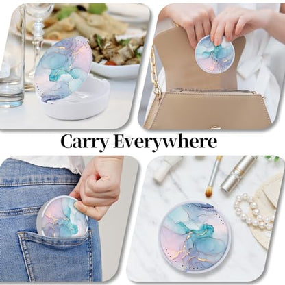 Retainer Case, Denture & Orthodontic Aligner Case With Mirror & Ventilation, Blue Marble - color: Blue Marble