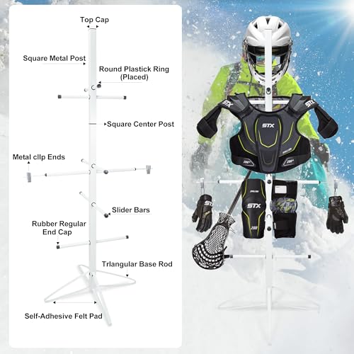 Hockey Gear Drying Rack for Drying and Storing Adult and Child Sports Metal Hockey Equipment Drying Rack-4 Additional Hanging Clips