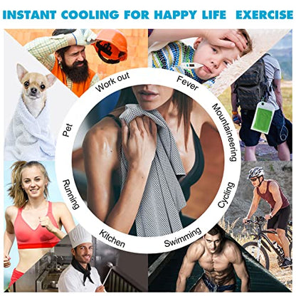 Honoson 20 Packs Cooling Towel Ice Towel Microfiber Sports Towel Breathable Chilly Towel with Bag Wet Towel for Neck Men Women Stay Cool Yoga Gym Golf Workout Travel Camping Beach Accessories - size: 35 x 12 Inch