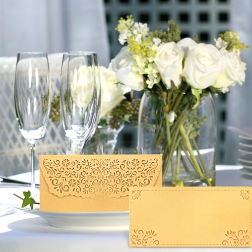 WorldBazaar 24PCS Gold Glitter Money Envelopes for Cash - size: 6.8 inches by 3.3 inches