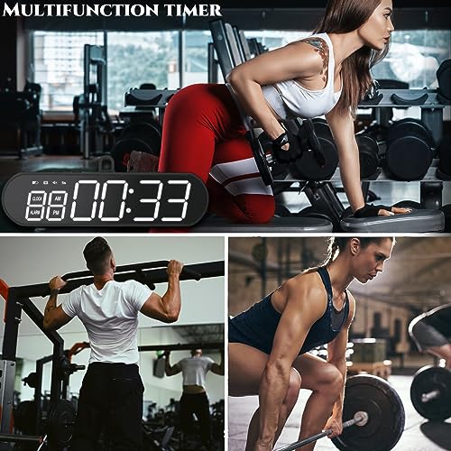 Portable Gym Timer, USB Rechargeable Magnet Workout Clock Large Dispaly Interval Timer Stopwatch with Buzzer, HIIT Tabata Boxing Timer for Home Exercise