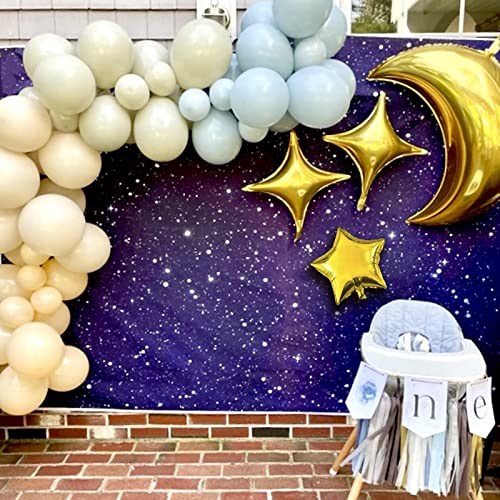 54Pcs Star Foil Balloons Moon Foil Mylar Balloons Kit with 50Pcs Gold Star Balloons and 4Pcs Large Moon Foil Balloons for Baby Shower Christmas Anniversary Engagement Wedding Birthday Party Decoration - style: Gold Moon Star Balloons