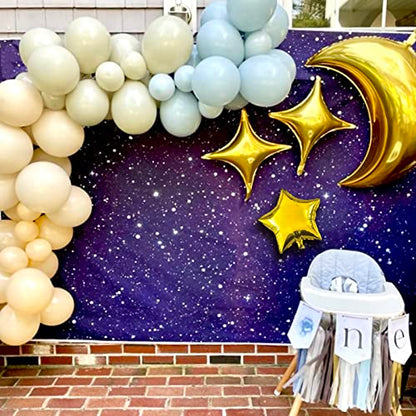 54Pcs Star Foil Balloons Moon Foil Mylar Balloons Kit with 50Pcs Gold Star Balloons and 4Pcs Large Moon Foil Balloons for Baby Shower Christmas Anniversary Engagement Wedding Birthday Party Decoration - style: Gold Moon Star Balloons
