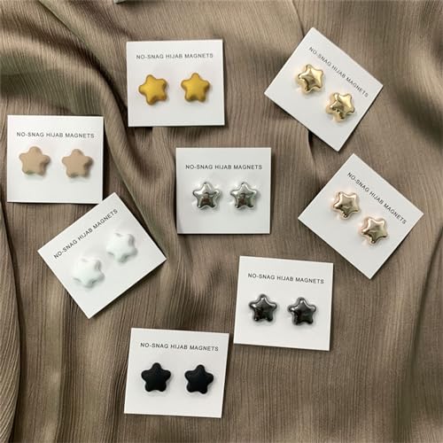8 Pcs Five-Pointed Star Strong Hijab Magnets Pins, Multi-Use No-Snag Veil Weights Pinless Brooch Hijab Pins for Women Clothing Scarf, fdgdyhteu4465456