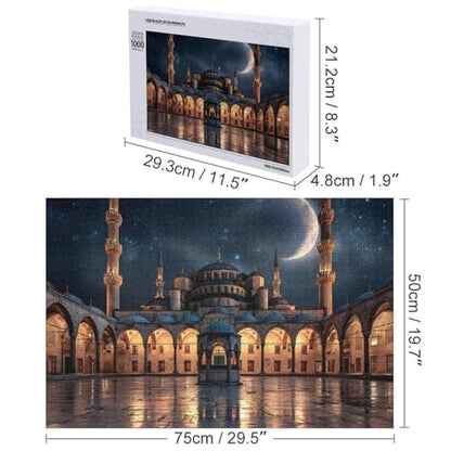 Blue Mosque Islamic Muslim Jigsaw Puzzles for Adults Wooden Puzzle for Home Party Decor 1000 PCS - size: 1000 PCS