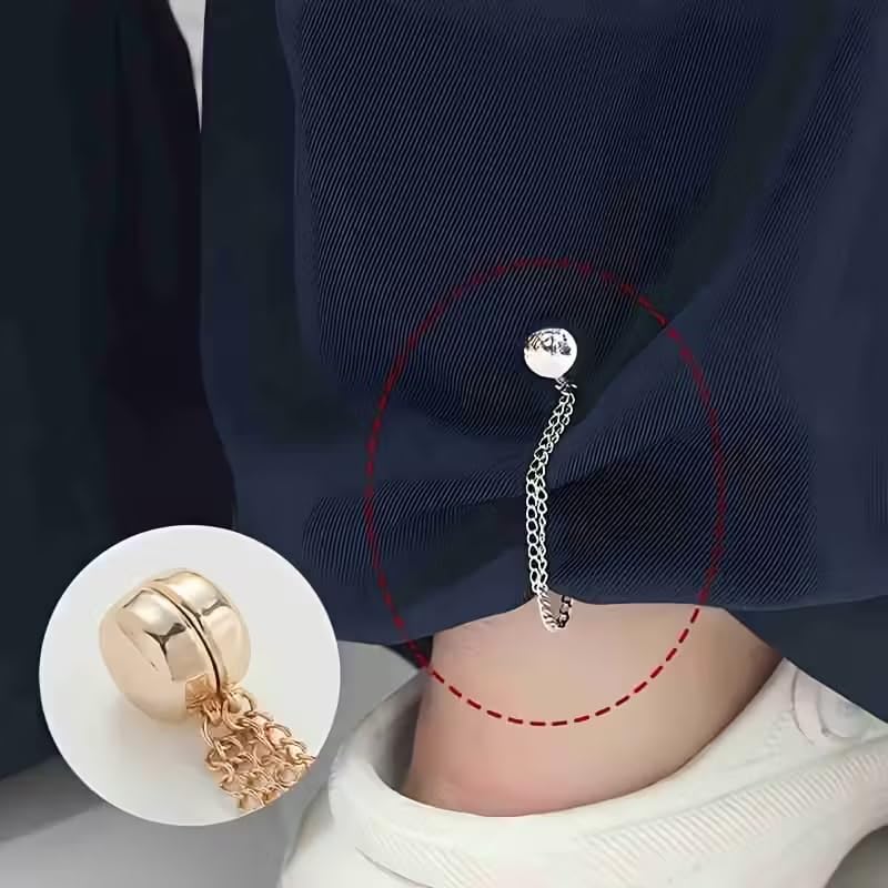 6PCS Magnetic Shirt Clips for Women, Adjustable Chain Clothing Clips No-Sew Magnetic Fasteners for Shirts, Sleeves, Skirts, Pants & Dress Waist Cinch Accessories (3 Colors 6pcs)