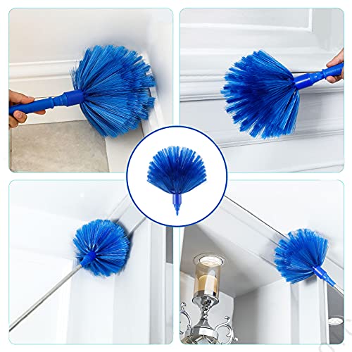 ZZ LAZYCOTTAGE Duster, Microfiber Dusters with 2 Handle Sets, Durable 15-98.1 Inches Long Telescopic Rod, Washable, Feather Dusters for Cleaning Cobweb and Ceilings Fans, 5 Pack (Blue)