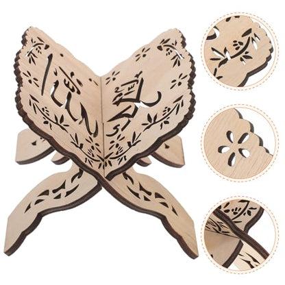 Wooden Book Stand Quran Bible Holder Elevated Reading Display Rack Desktop Organizer for Islam Eid and Religious Texts