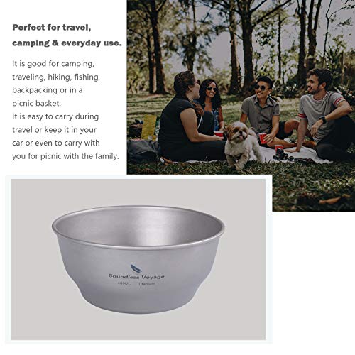 Boundless Voyage Ultralight Titanium Bowl Pan Plate Dish with Carry Bag Outdoor Camping Portable Tableware Cookware ((400ml Bowl)-Ti15163B) - color: (400ml Bowl)-Ti15163B