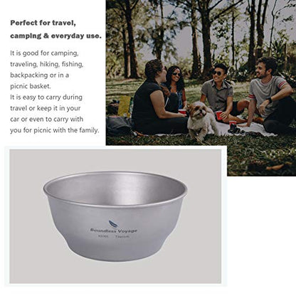 Boundless Voyage Ultralight Titanium Bowl Pan Plate Dish with Carry Bag Outdoor Camping Portable Tableware Cookware ((400ml Bowl)-Ti15163B) - color: (400ml Bowl)-Ti15163B