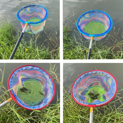 Fishing Net 2 Pack Retractable Lightweight Landing Net with Aluminum Rod Handle Fishing Nets for Youth Catch and Release Butterfly Nets - style: Black+red
