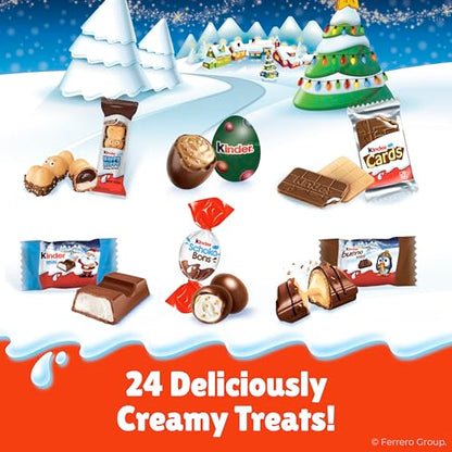 Kinder 2025 Chocolate Advent Calendar, 24 Individually Wrapped Pieces, Chocolate Candy Christmas Holiday Treats, 6.9 oz