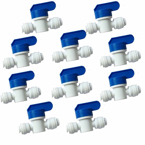 Malida water purifiers Tube Quick Connector Fittings Set of 10 (1/4" switch valve) - color: 1/4" Switch Valve