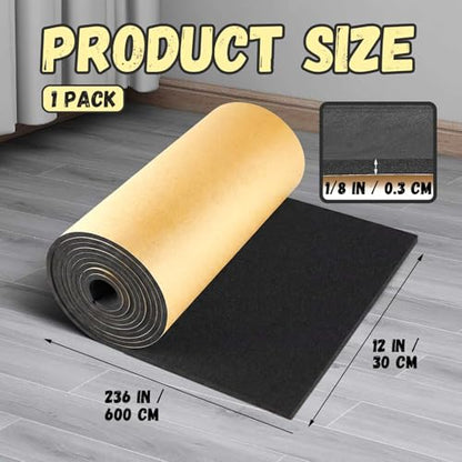 Pangda 1 Piece 236 x 12 x 1/8 Inch Extra Large Marine Foam Roll Closed Cell Rubber with Adhesive Insulation Sheets Lightweight Single Sided Tape Water Weather Resistant for Craft - size: 236 x 12 x 1/8 Inch
