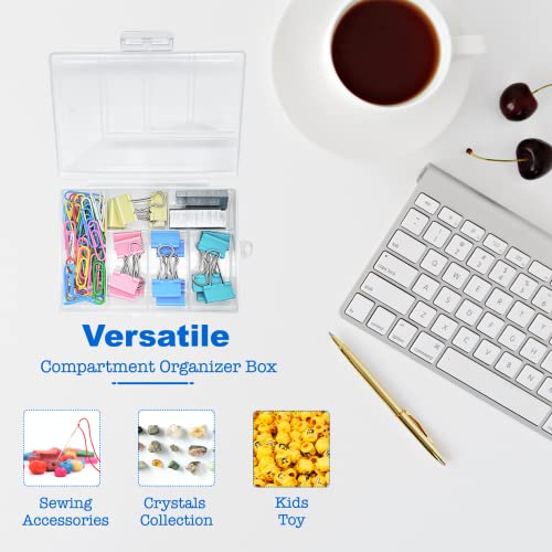 TeTeBak Plastic Organizer Box with Dividers - 2 PCS Small Plastic Container with Compartments, 6 Compartment Storage Box, Travel Organizer, Craft & Jewelry Storage - style: 6-GRIDS