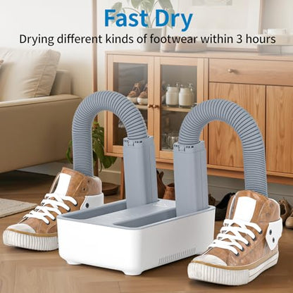 Boot Dryer and Deodorizer for Work Boots, Sneakers and Gloves, Portable Shoe Dryer with Retractable Hoses, Timer, and Heat Control