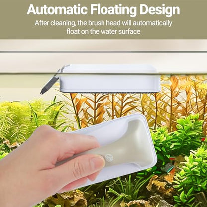 Yaubay Aquarium Magnet Glass Cleaner, Magnetic Fish Tank Cleaner with Algae Scraper, Double Sided Cleaning Scrubber Brush with Handle, Titanium Blade, Self-Floating, Fit 1/4"-1/2" Thick Glass, Large - size: Large