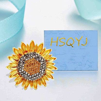 Crystal Pearl Flower Brooches Pins Fashion Beautiful Created Rhinestone Floral Brooch Good Idea for Party Dance Wedding Banquet for Elegant Women Girl - color: Sunflower