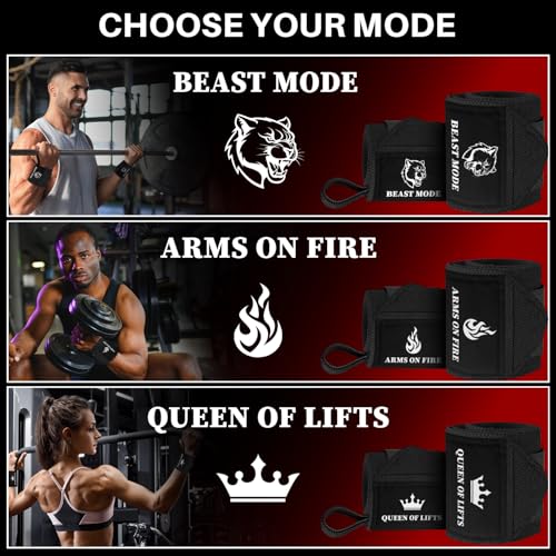 TECEUM Weightlifting 18" & 12" Wrist Wraps with Thumb Loop – Heavy Duty Wrist Workout Braces for Men and Women – Ideal for Powerlifting, Strength Training, Bodybuilding - color: Black, style: 18" – Arms on Fire