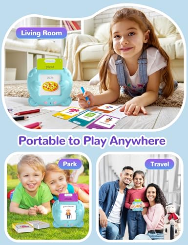 Spanish & English Talking Flash Cards for Toddlers, 510 Sight Words Bilingual Learning Toys for Children, Autism Pocket Speech Therapy Toys, Español Vocabulary Educational Flashcards - size: 510-Spanish&English(blue)
