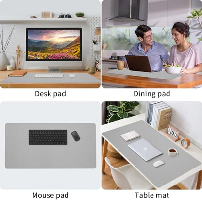 Bloss Large Desk Pad, Grey Desk Mat, Desk Pads on Top of Desks, Computer Mat Non-Slip, Desk Blotter Waterproof, Easy to Clean - Light Grey (31.5 x 15.7 Inches) - color: Light Grey, size: 31.5" x 15.7"