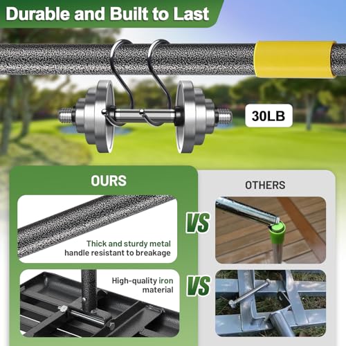 Lawn Leveling Rake, 30 Inch Heavy Duty Lawn Leveler with Adjustable Handle, Yard Soil Grass Dirt Leveling Rake Ground Level Tool (5FT)