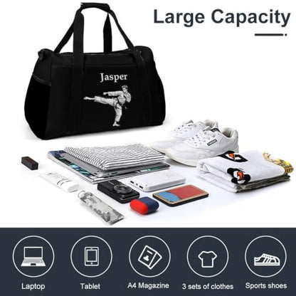 Personalized Taekwondo Karate Duffle Bag for kids Boy Girls,Custom Name Martial Arts Gear Bag,Water-Resistant Sparring Equipment,Taekwondo Black - color: Taekwondo Karate-04