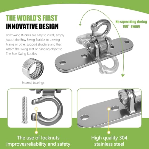 Swing Hanger Accessories Heavy Duty Smooth Operation with 180° Swing Bearings 800lb Capacity for Indoor Outdoor Swing Chairs Hammocks Playgrounds Yoga - size: size 7