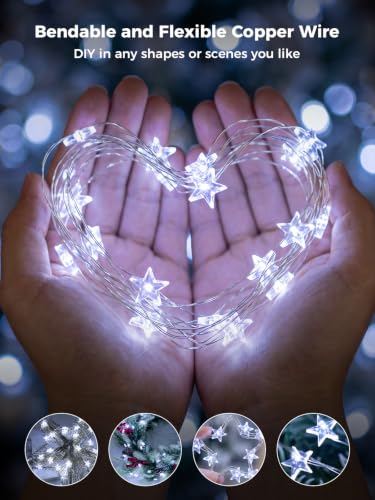 12Pack 6.6ft 20LEDs Star Fairy Lights Battery Operated,Silver Wire - color: Silver Wire, size: 240 Leds