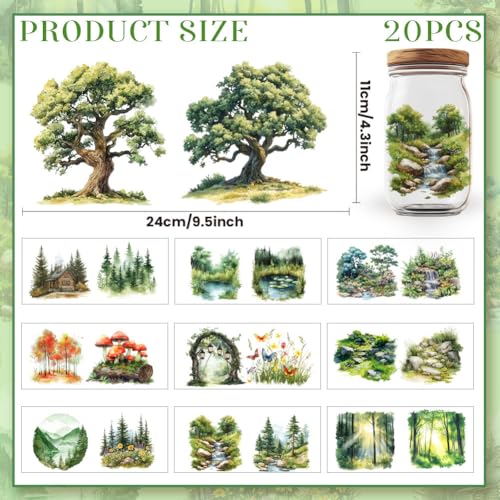 32 Pcs Spring Forest UV DTF Cup Wraps for 16OZ Glass, 4.3 x 9.4 Inch Green Tree UV DTF Transfer Stickers Waterproof Rub on Transfer Decals for Glass Bottle Vase Furniture Crafts - style: Spring Forest