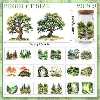 32 Pcs Spring Forest UV DTF Cup Wraps for 16OZ Glass, 4.3 x 9.4 Inch Green Tree UV DTF Transfer Stickers Waterproof Rub on Transfer Decals for Glass Bottle Vase Furniture Crafts - style: Spring Forest