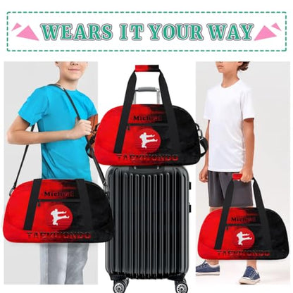 Personalized Martial Art Bag Duffel Bag for Girls, Custom Taekwondo Karate Bag Overnight Bags for Travel Weekender Practice Red Taekwondo - color: Option 10