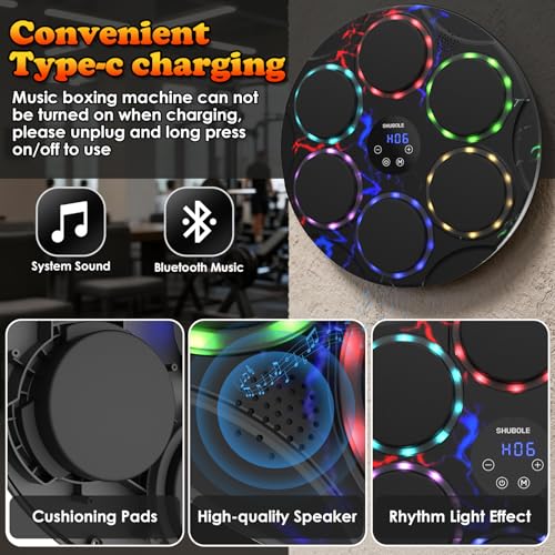 Music Boxing Machine with Gloves - Wall Mounted Punching Trainer for Adults & Kids, 9-Speed Punch Game, Wall Boxing Punching pad, 2025 Upgrade Gifts for Boys Age 6+ - style: Lightning