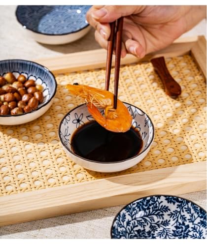 6 Pack 3 oz Small Soy Sauce Dish Ceramic Dipping Sauce Bowls | Japanese Style/Cute/Mini Dipping Bowls for Sushi,Side Dish,Ketchup,Dips,Condiment,Snack/BBQ Party/Stackable - color: cyan blue