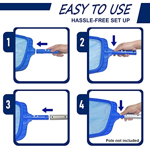 Poolvio Heavy Duty Swimming Pool Leaf Skimmer Net with Strong Reinforced Handle for Cleaning Swimming Pools, Hot Tubs, Spas and Fountains - size: Pool Skimmer