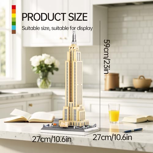 CAXIMSY Empire State Architecture Model Building Block Set for Adults New York's World Famous Landmark Architectural Toys Gift Kids and 1570 Pieces - style: Empire State Building