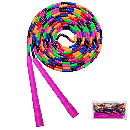 Double Dutch Jump Rope Long Jump Rope 16 FT 1 Pack/2 Pack, Adjustable Soft Beaded Diy Jump Rope for Kids Adult Long Enough for 5-6 Jumpers - color: Pink-1 Pack