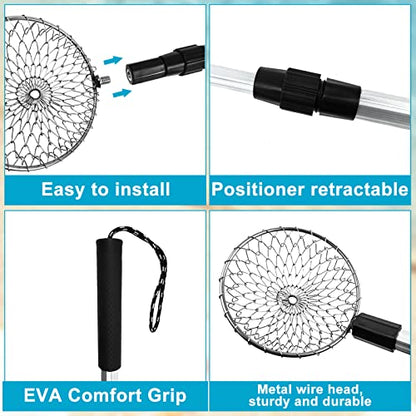 3 Pack Sand Sifter Tools - Beach Scoop for Beachcombing Shell Shark Tooth Sifter Collect Seashell Hunting Rocks Sifting, 32.6” Long Adjustable Telescoping Shovel with 4.1” Sieve Basket