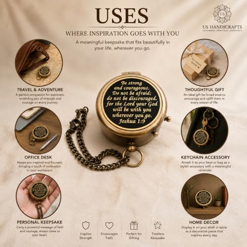 Compass with Stamped Wooden Case - style: Style 2