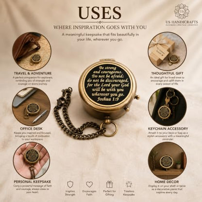 Compass with Stamped Wooden Case - style: Style 2