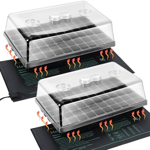 SOLIGT 2 Set 60-Cell Seed Starter Kit with Domes, Cell Trays and Heat Mats | Cloning, Propagation and Germination Station - size: 2 SET