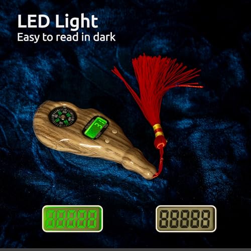 Digital Finger Tasbih with Compass & Night Light - Islamic Prayer Beads Counter, Finger Counter for Dhikr, Meditation, Relaxation, and Healing - color: Brown Wood Lion